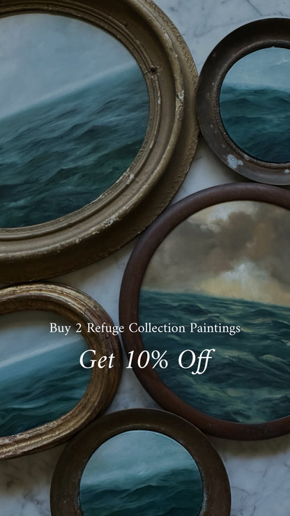 "Far Fairer Days" Oil Painting in Antique Italian Frame - 11"